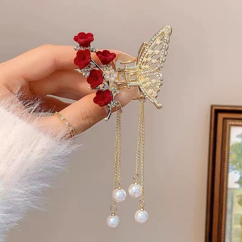 2pc Butterfly Roses Party Hair Claw