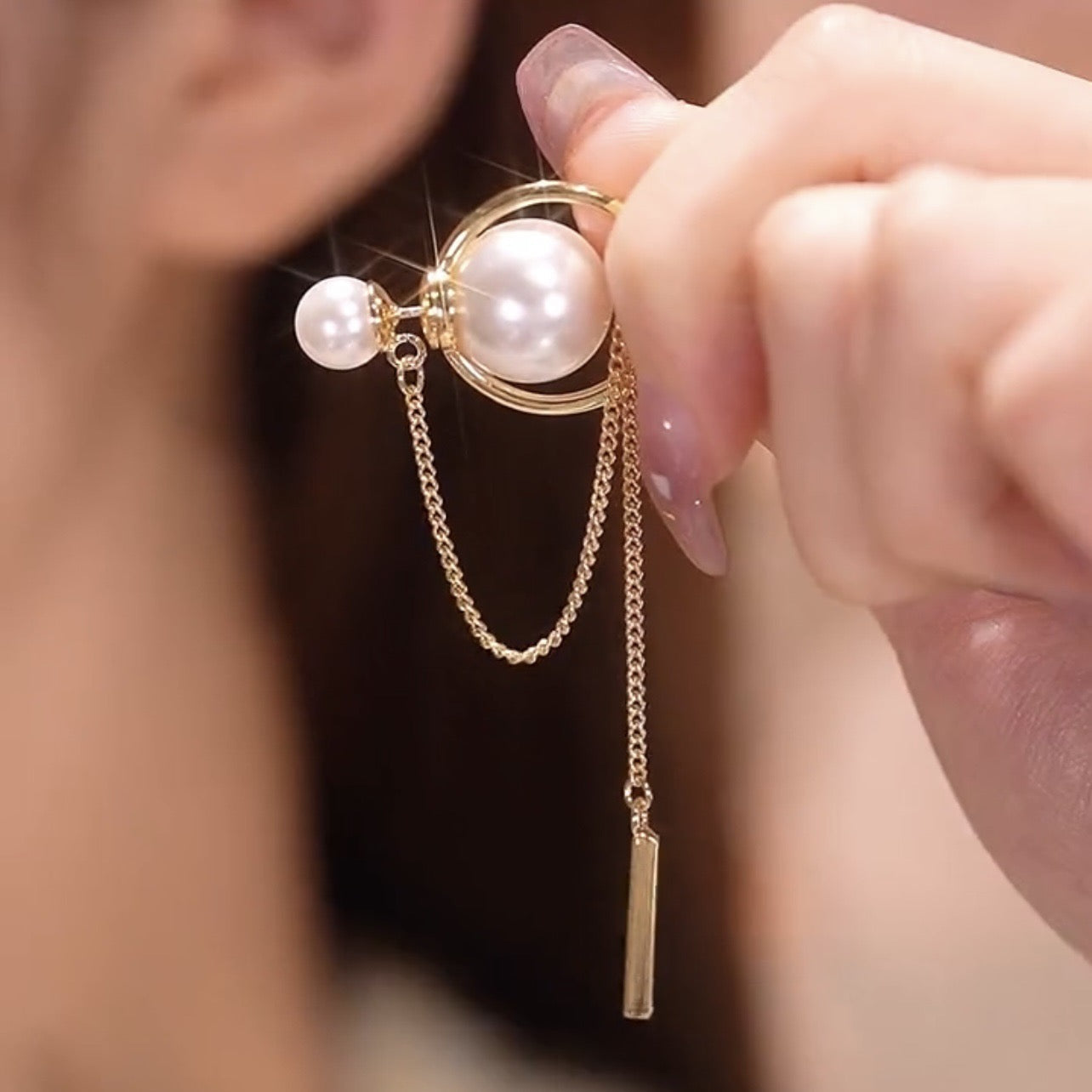 Chained by pearls earrings