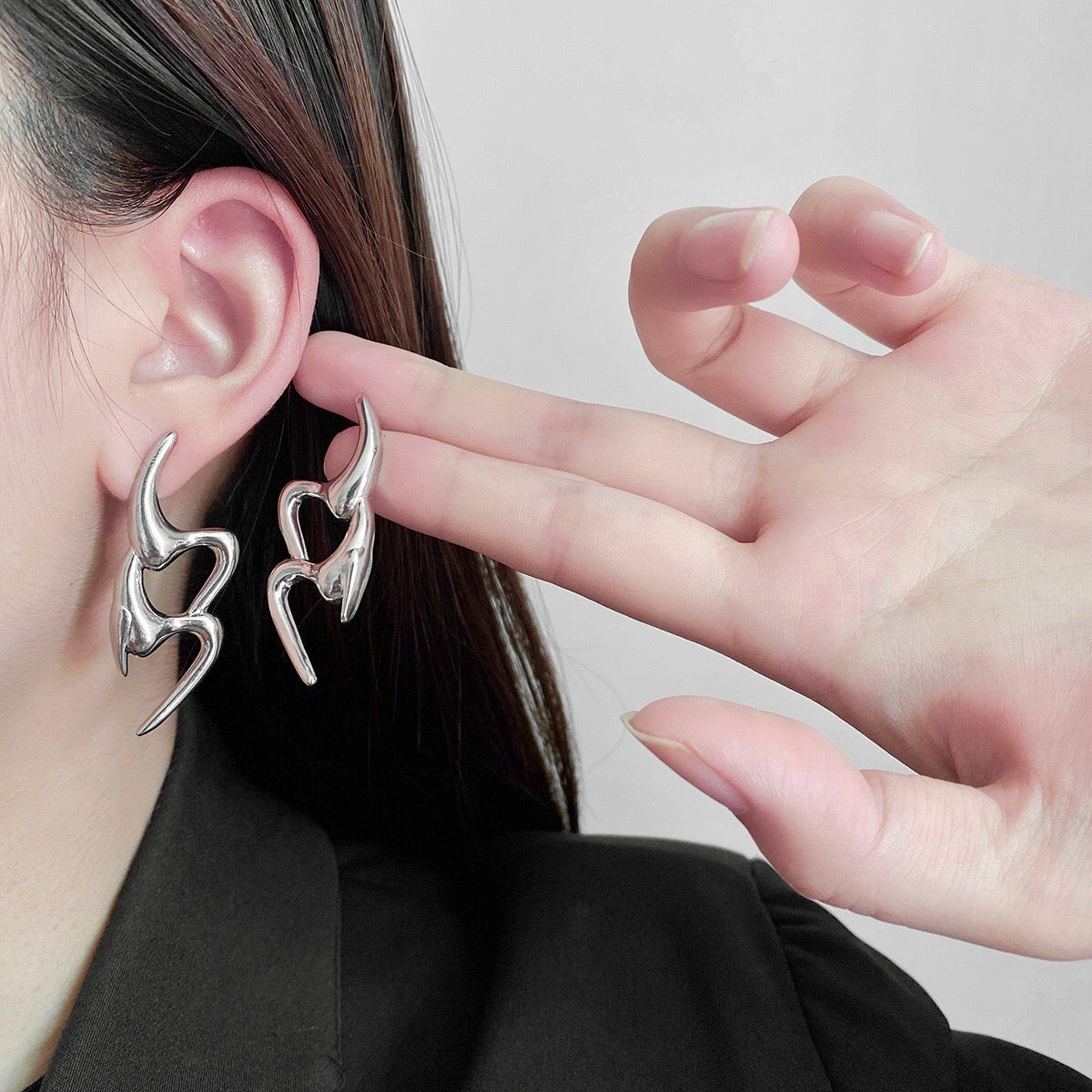 It’s Ironic! Silver Earrings