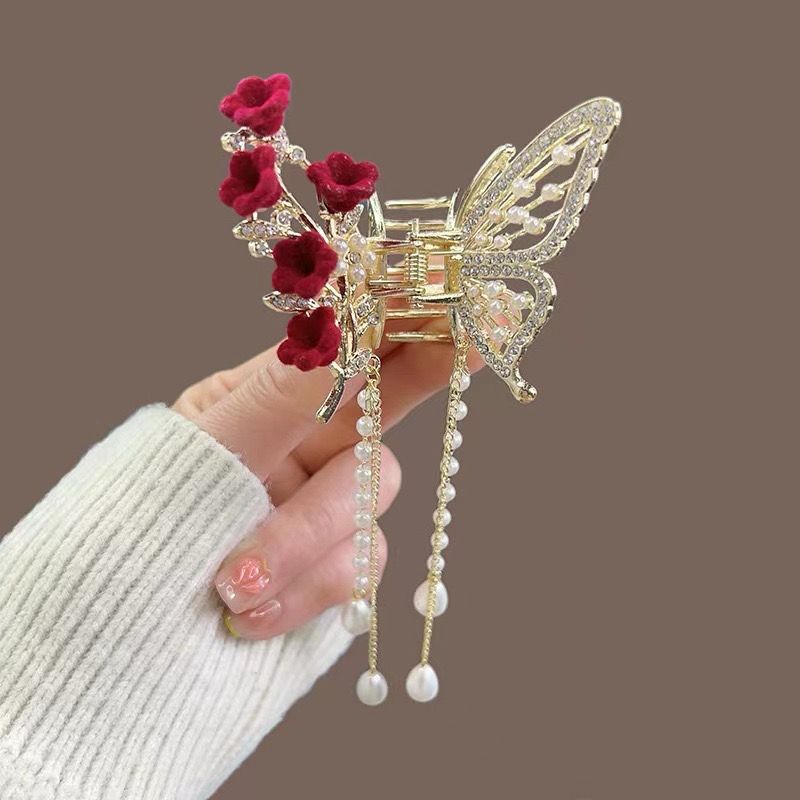 2pc Butterfly Roses Party Hair Claw