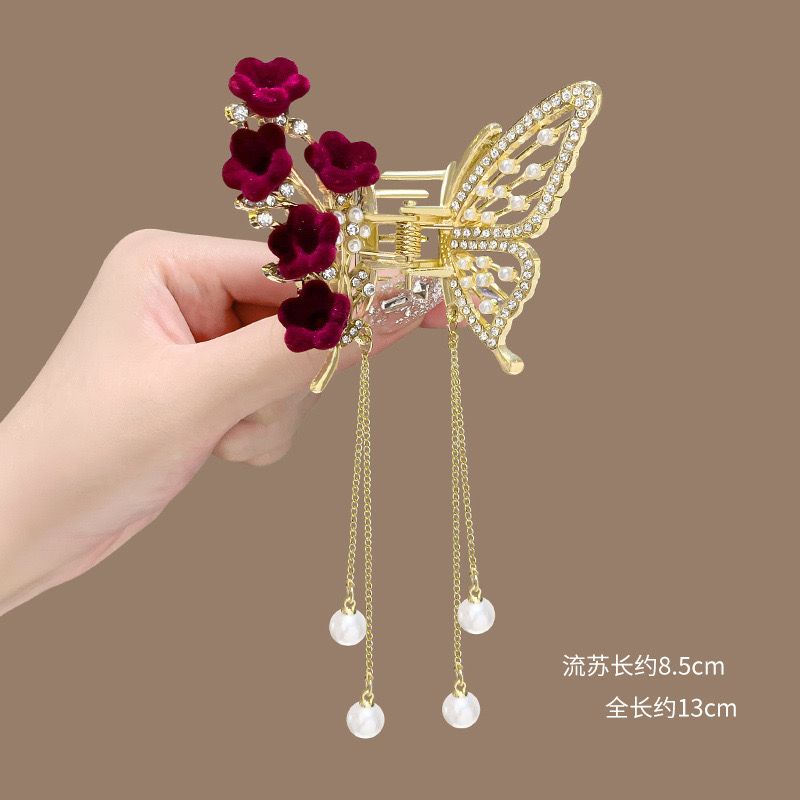 2pc Butterfly Roses Party Hair Claw