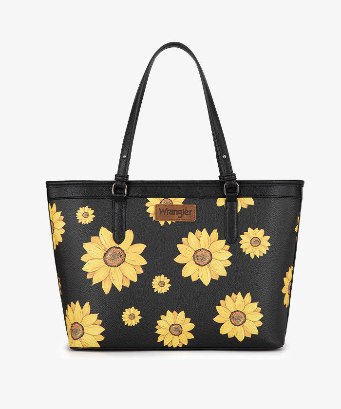 Sunflower Print Wide Tote Bag
