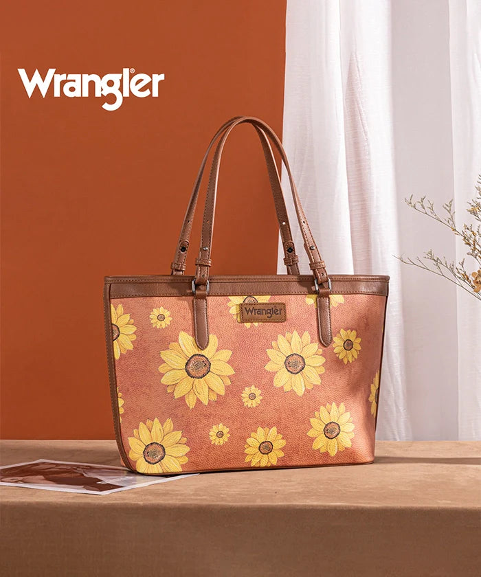 Sunflower Print Wide Tote Bag