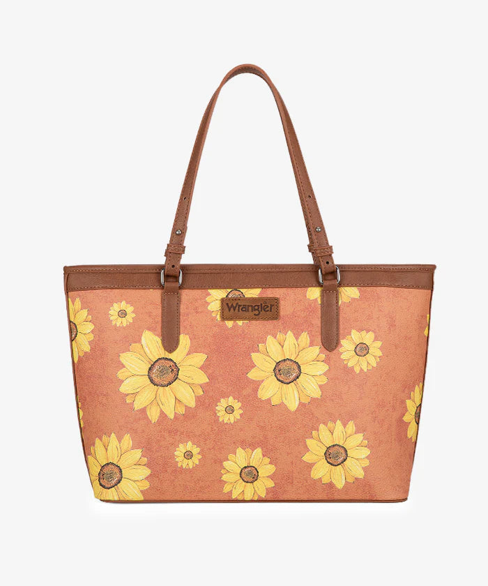 Sunflower Print Wide Tote Bag