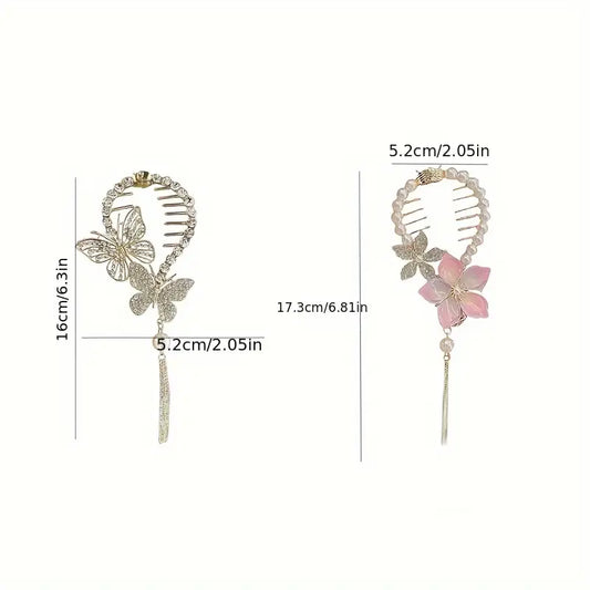 3pcs Vintage Zinc Alloy Tassel Claw Clip Set