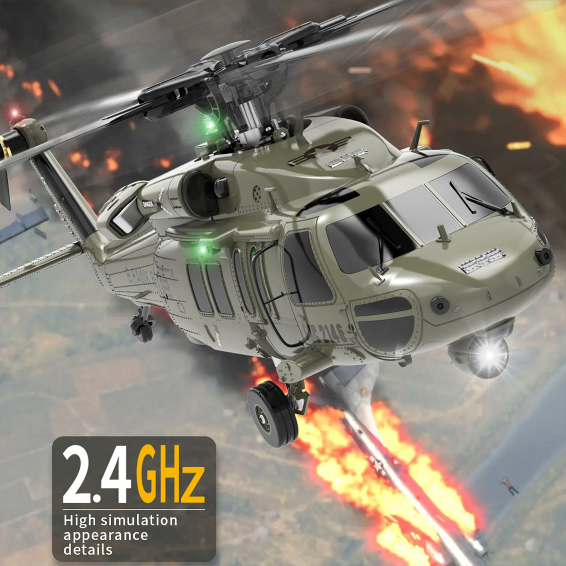 YU XIANG YXZNRC F09-V Blackhawk RC Helicopter 1/47 Scale 2.4G 6CH Dual Brushless Direct Drive Flybarless 6G/3D Stunt Model