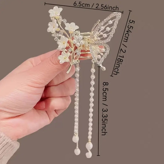 2pc Butterfly Roses Party Hair Claw