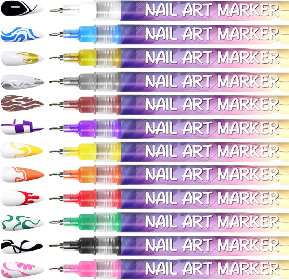 Nail Art Marker Pens – 12 Color DIY Nail Art Pen Set🌈