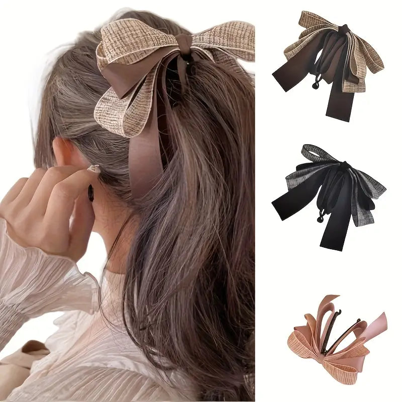 3pc Vintage-Inspired Elegant Bow Banana Hair Clip