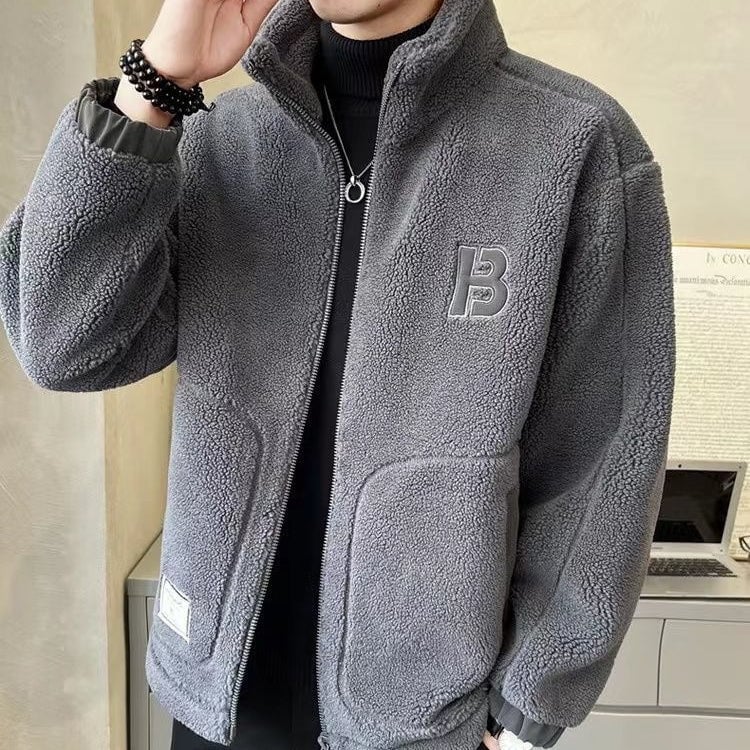 Big synthetic fur jacket for men