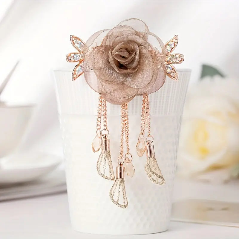 4pc Vintage Elegant Rhinestone Rose Hair Clip