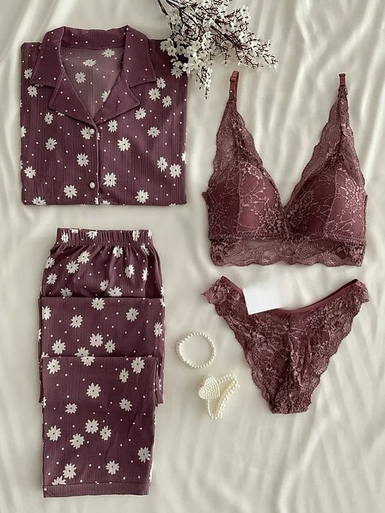 Alluring Night Suit & Bra Penty Set Combo for Women's