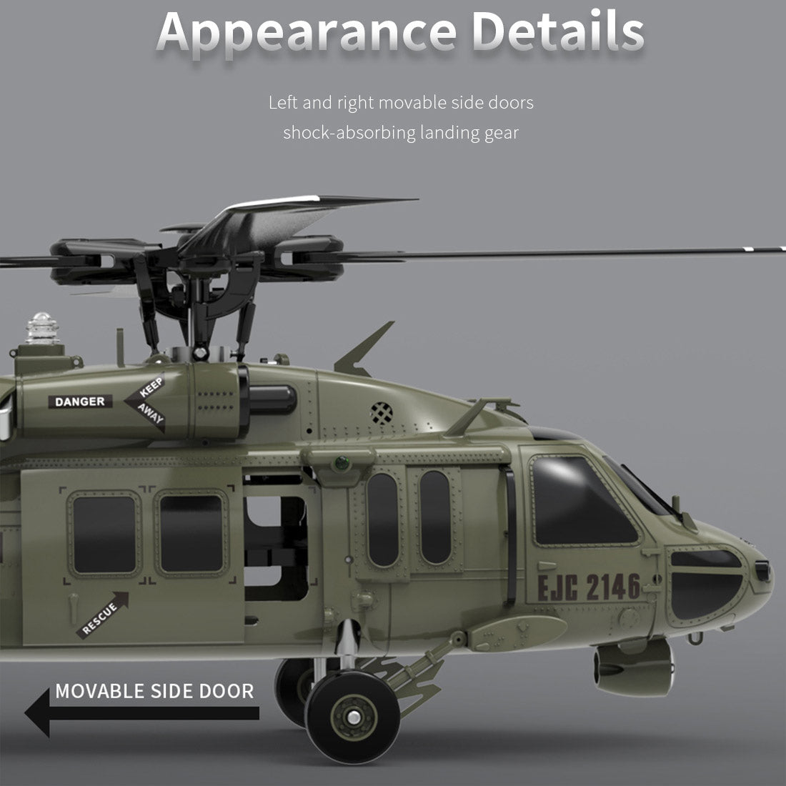 YU XIANG YXZNRC F09-V Blackhawk RC Helicopter 1/47 Scale 2.4G 6CH Dual Brushless Direct Drive Flybarless 6G/3D Stunt Model