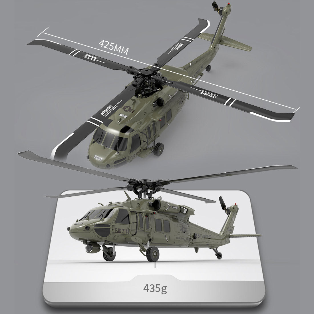 YU XIANG YXZNRC F09-V Blackhawk RC Helicopter 1/47 Scale 2.4G 6CH Dual Brushless Direct Drive Flybarless 6G/3D Stunt Model
