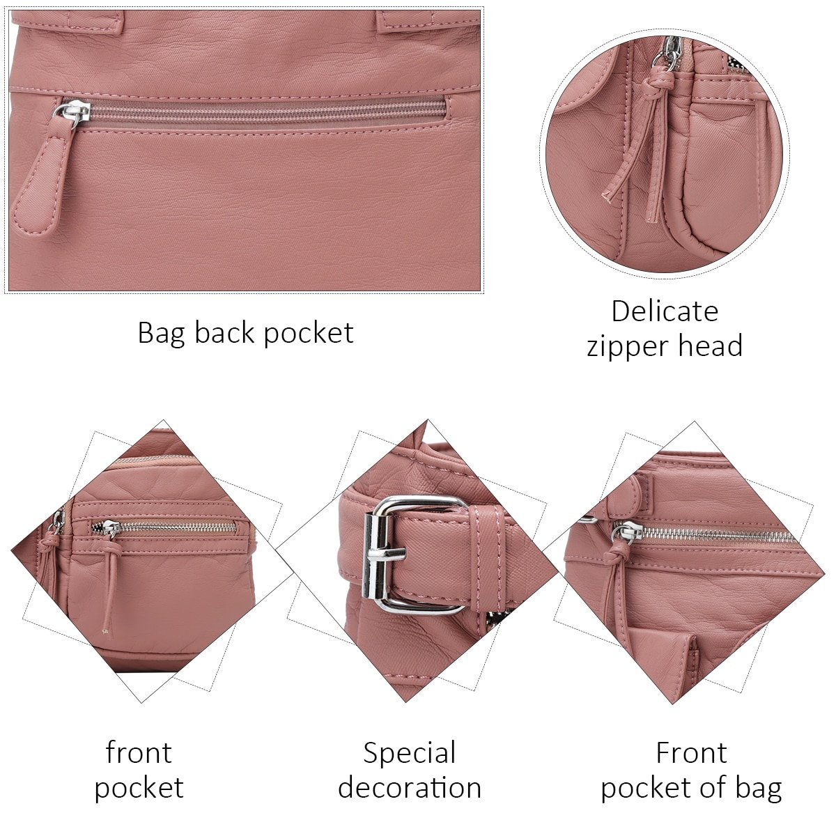 Multi-Pocket Crossbody Bag Soft Shoulder Purse Bag