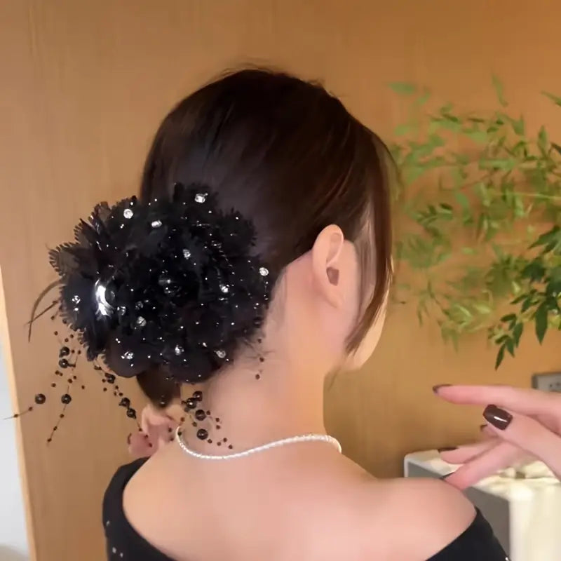 3pc Fluffy Peony Tassel Hair Clip – Elegant Volume Grab Clip