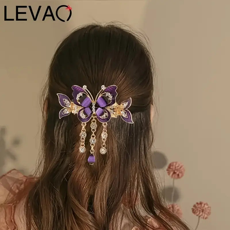 3pcs Elegant Butterfly Tassel Hair Claw Clips