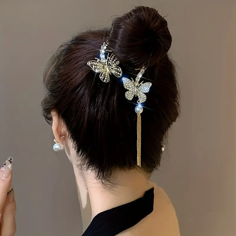 3pcs Vintage Zinc Alloy Tassel Claw Clip Set