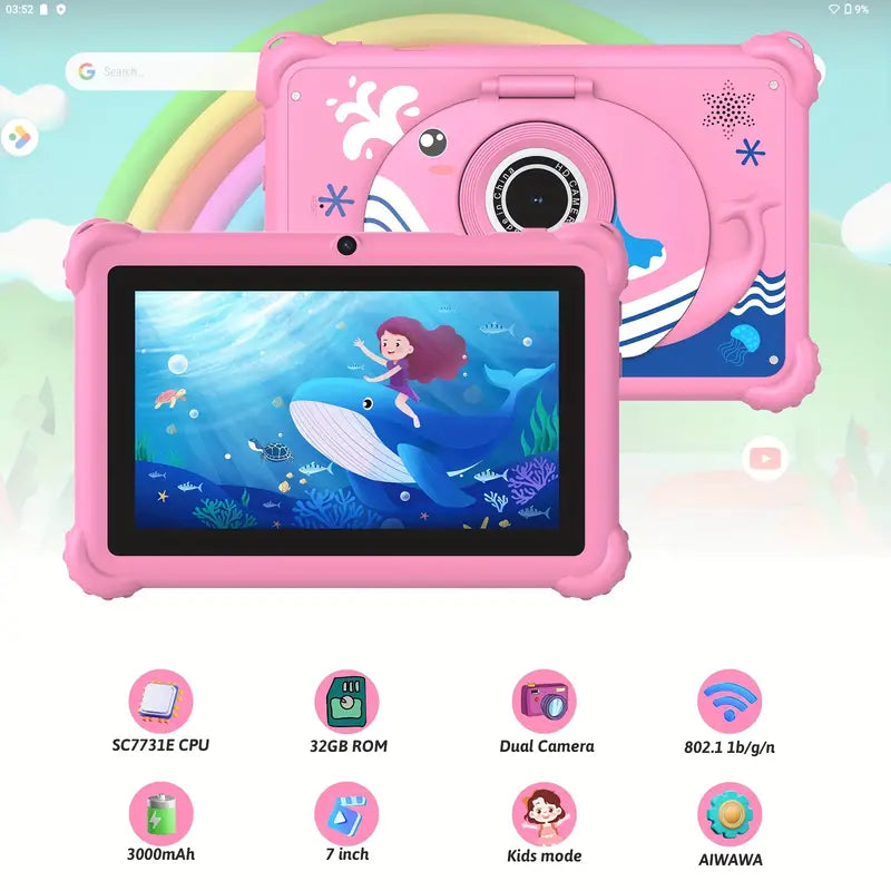 7-Inch Android Tablet with Multi-Color ABS Case, Dual Camera, WiFi, Stereo Speakers