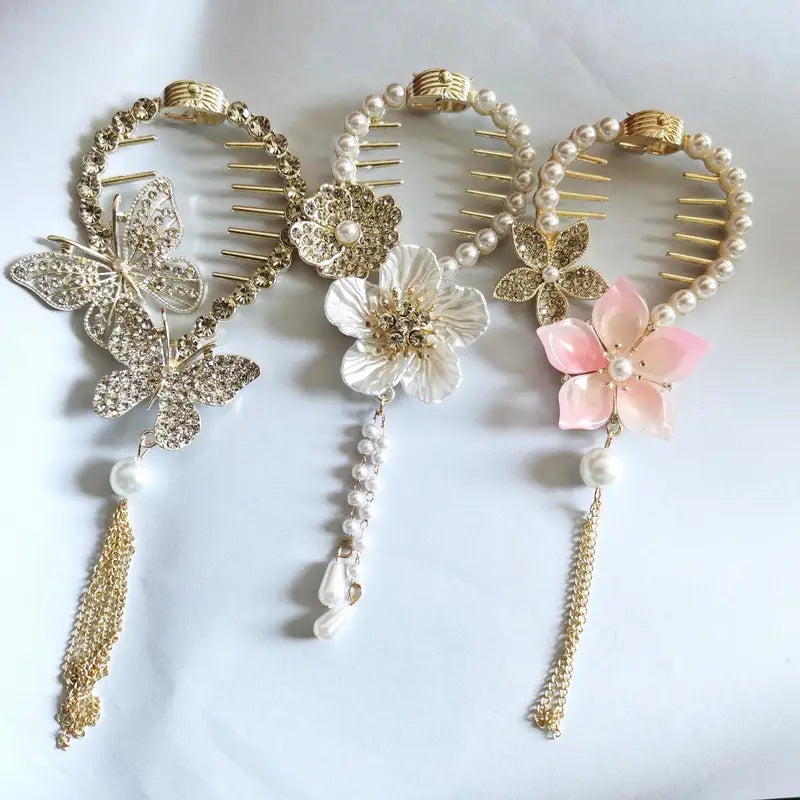 3pcs Vintage Zinc Alloy Tassel Claw Clip Set