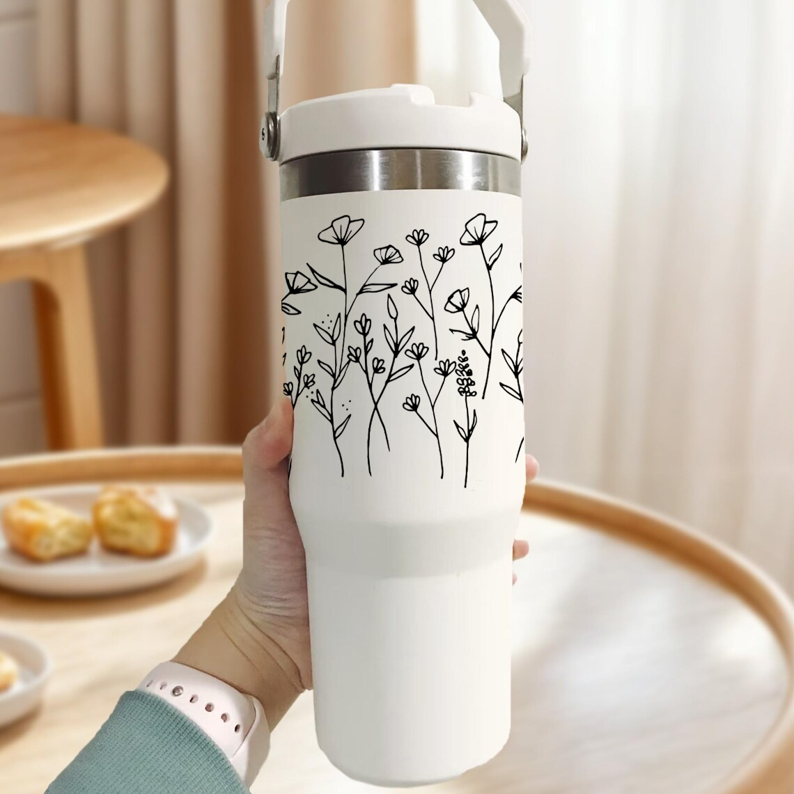Customized FleurFlow Flipstraw Tumbler with Straw & Lid