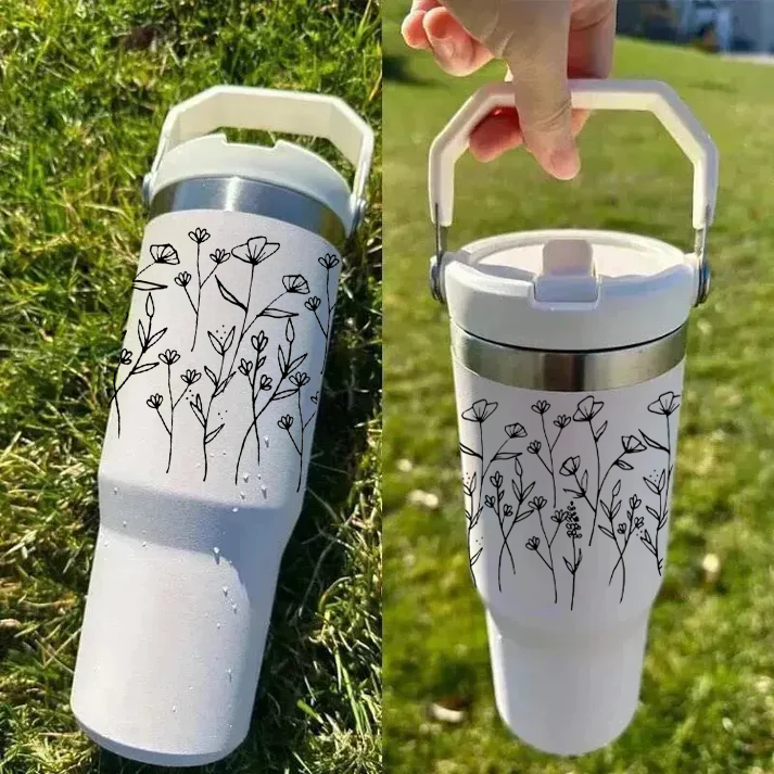 Customized FleurFlow Flipstraw Tumbler with Straw & Lid