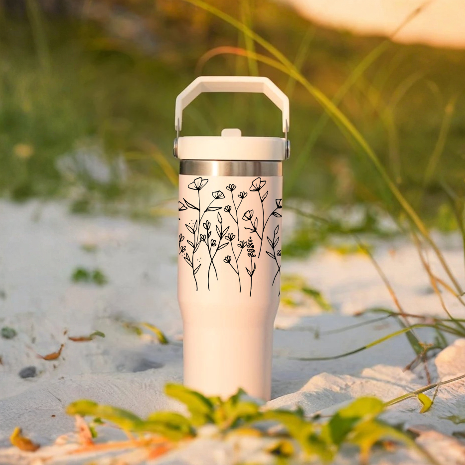 Customized FleurFlow Flipstraw Tumbler with Straw & Lid
