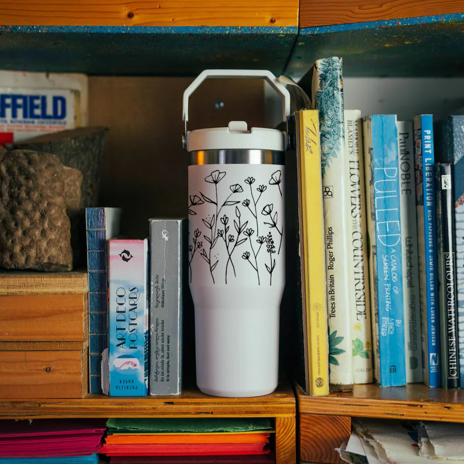 Customized FleurFlow Flipstraw Tumbler with Straw & Lid
