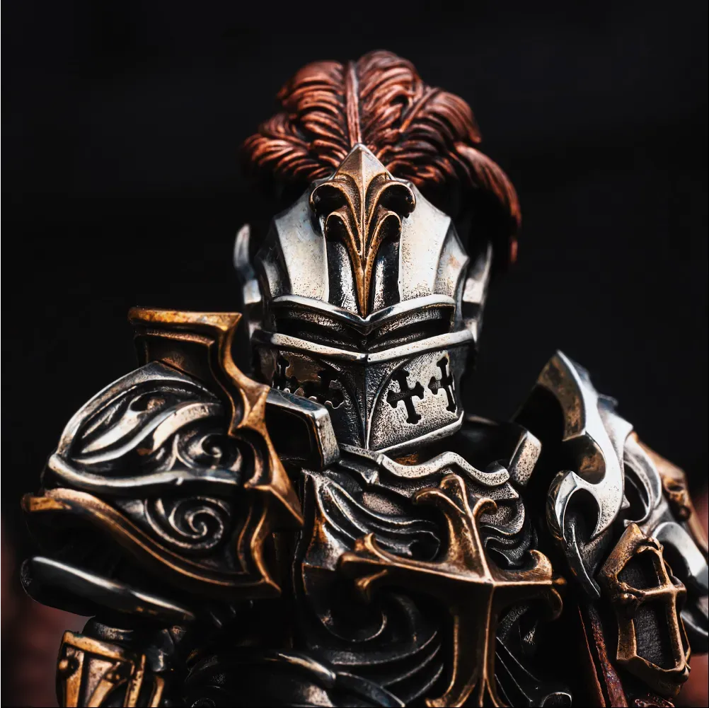 Crimson Templar Collectible Figure Detachable Bronze Copper Knight Statue