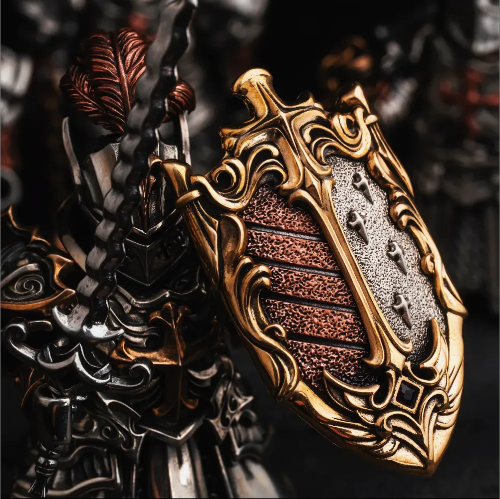 Crimson Templar Collectible Figure Detachable Bronze Copper Knight Statue