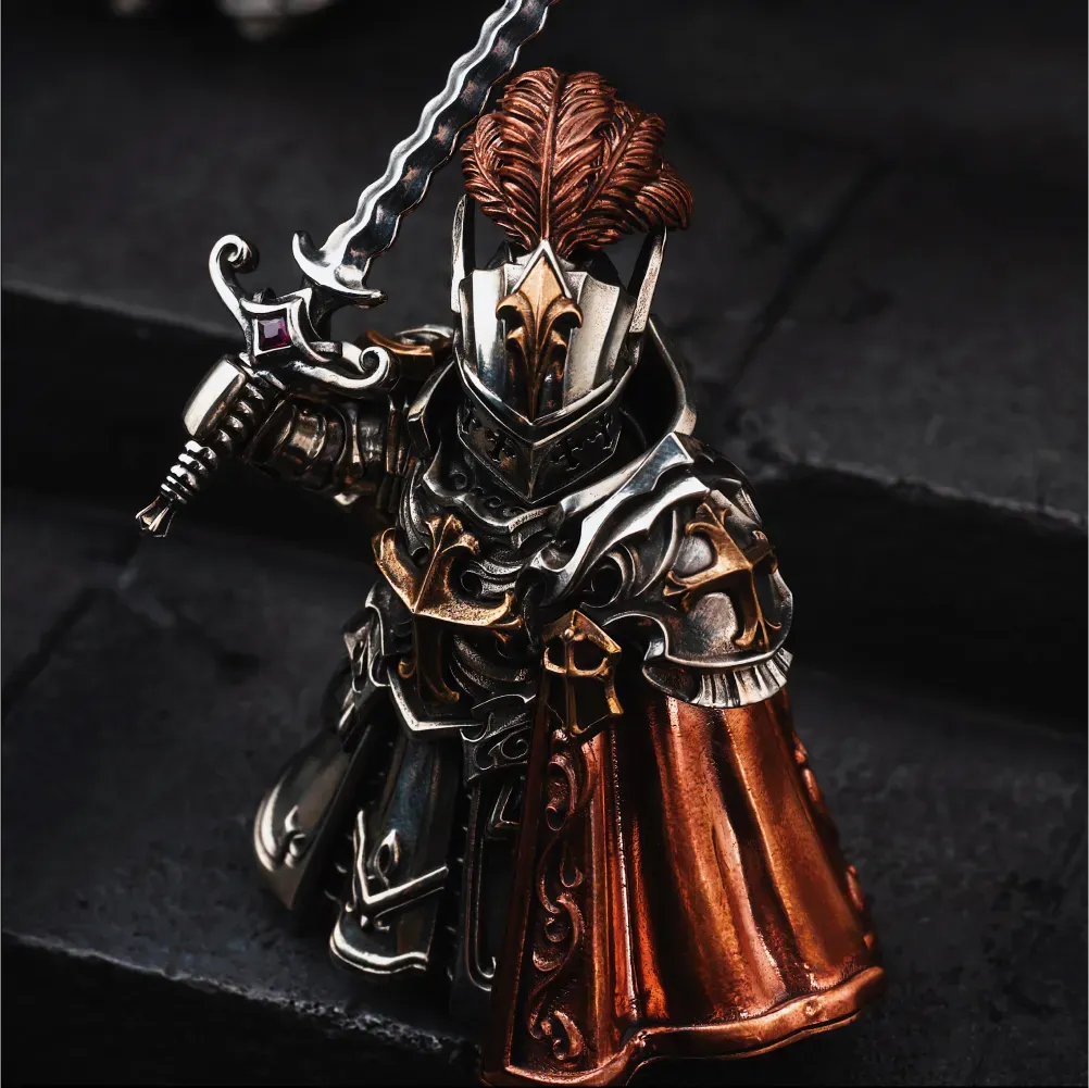 Crimson Templar Collectible Figure Detachable Bronze Copper Knight Statue
