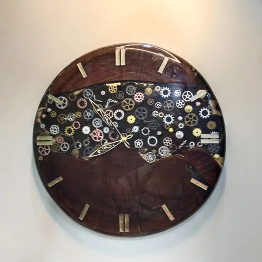 Wood Epoxy Art Clock Mechanism Wall Clock