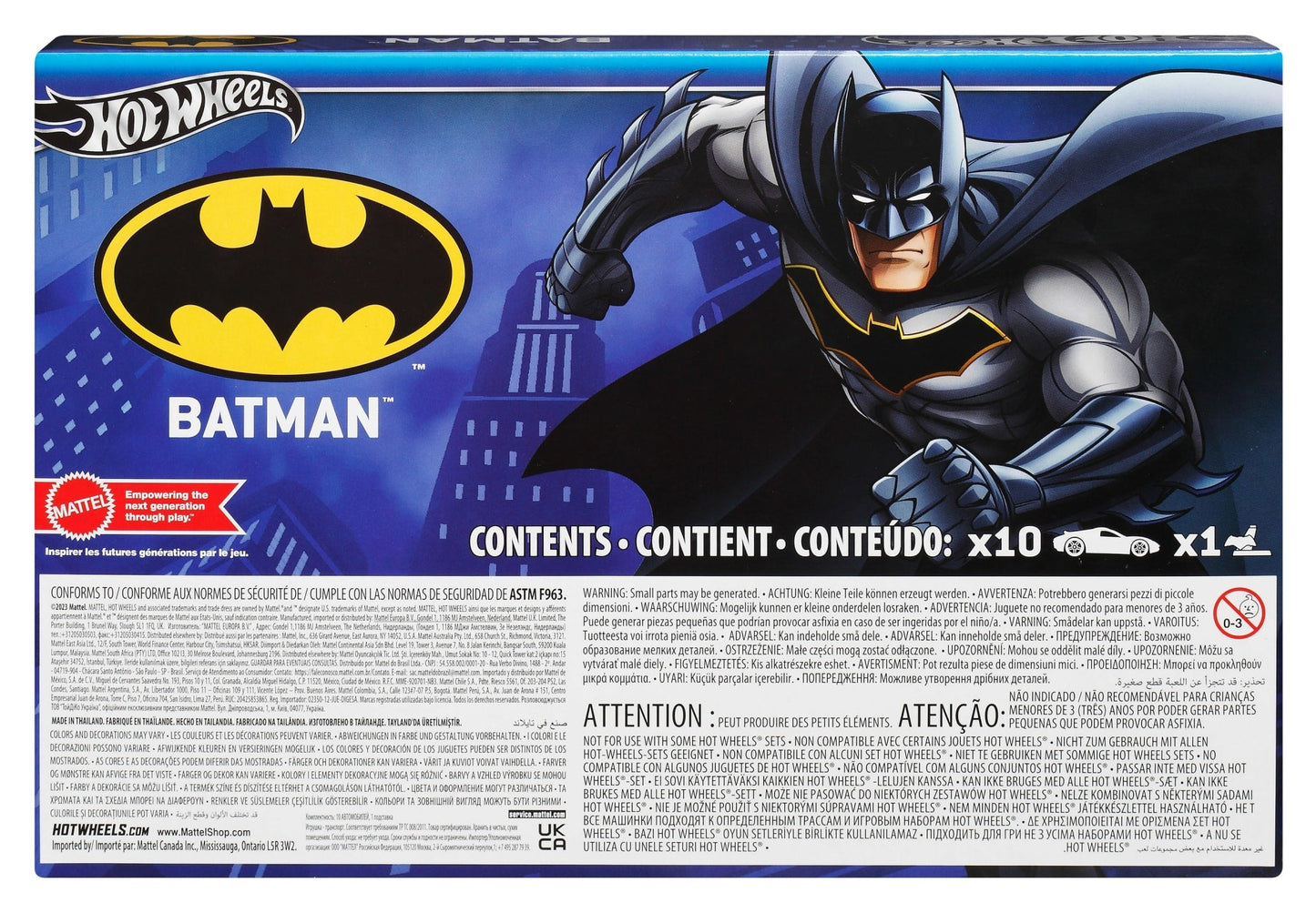 Hot Wheels 1:64 Scale Batman-Themed Toy Vehicles, Set Of 10