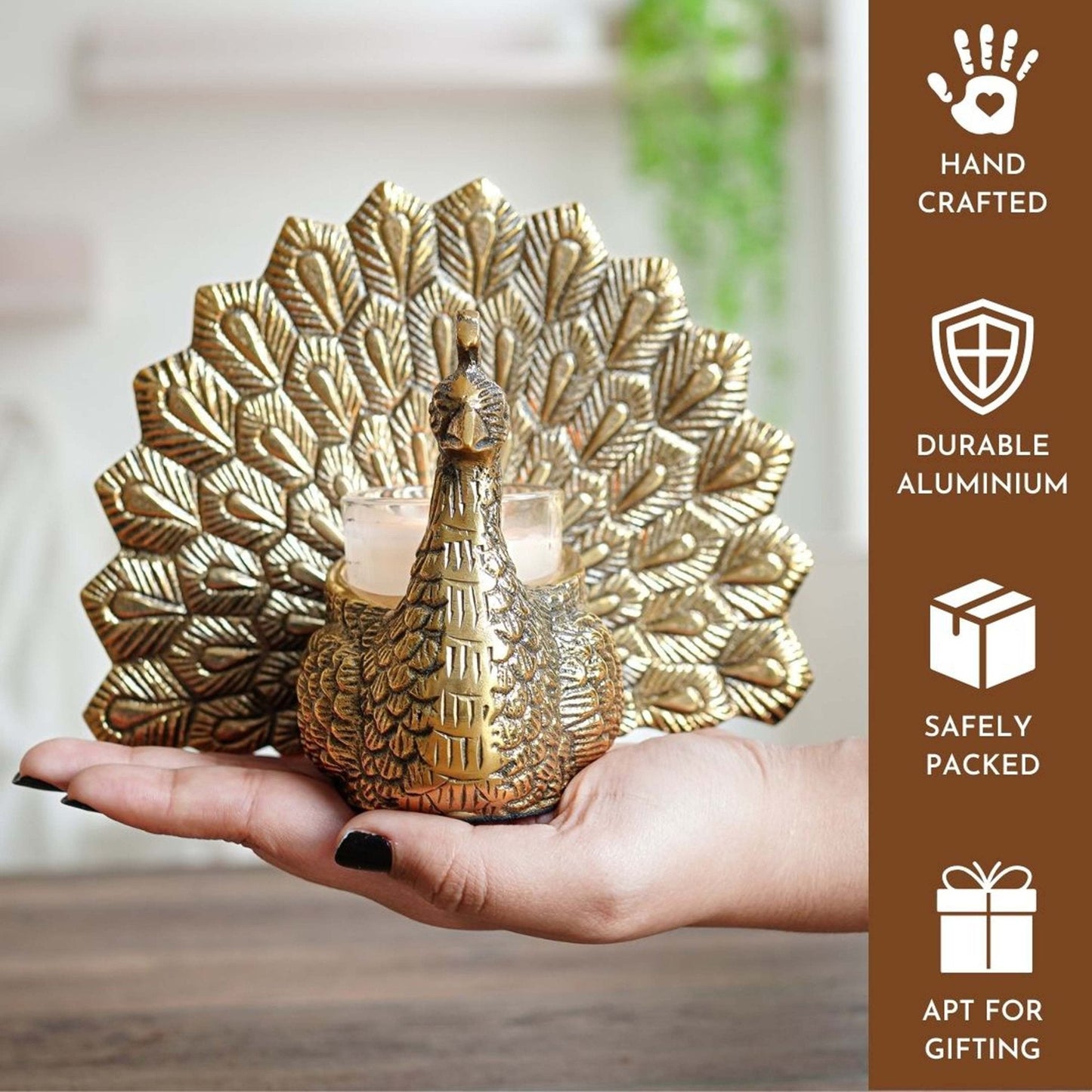 Metal Peacock Candle Holder Set
