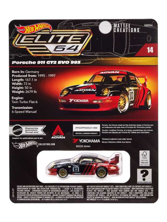 Hot Wheels Collectors
Hot Wheels Elite 64 Porsche 911 GT2 EVO 993 Imported RLC 1:64 Scale