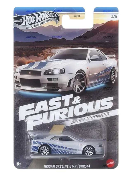 Hot Wheels 2025 Silver Series Fast and Furious Brian o'conner Cars 1:64 Scale - Set Of 5