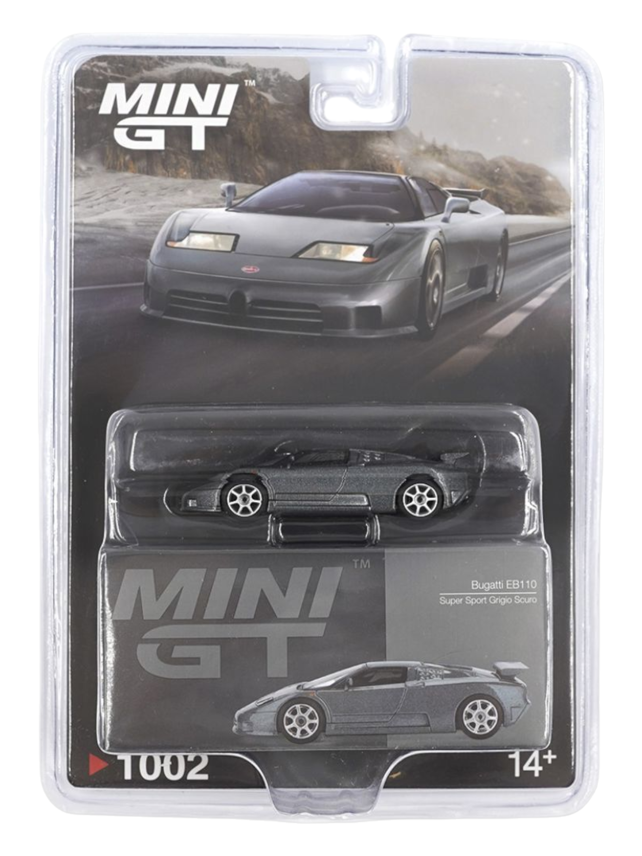Mini GT Bugatti EB110 (Super Sport Grigio Scuro) Code -1002 1:64 Scale