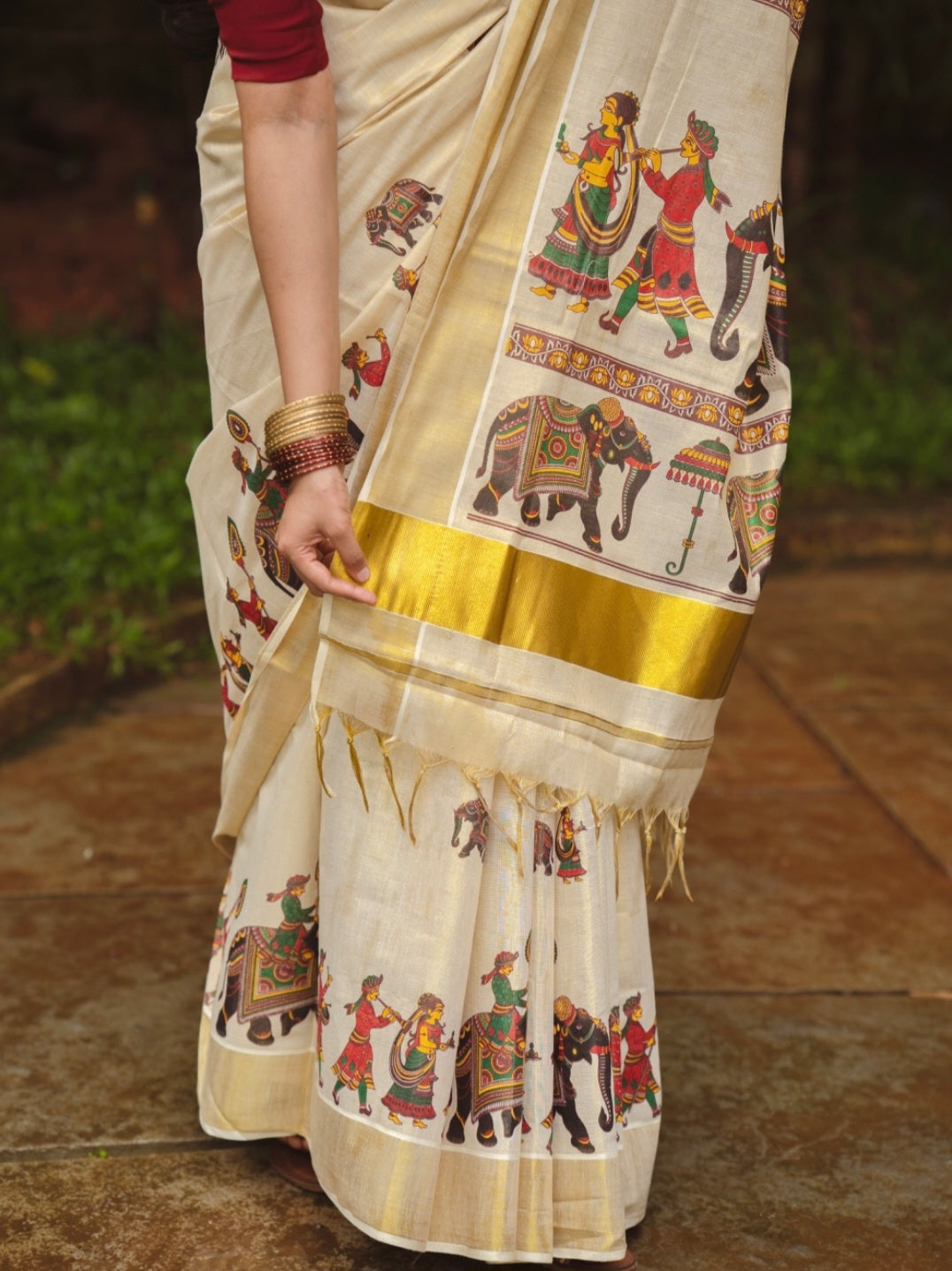 Kerala Tissue Saree with Digital Prints