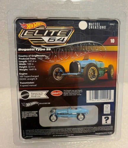 Hot Wheels Collectors RLC Elite 64 BUGATTI TYPE 59 Racer - Light Blue BRAND NEW