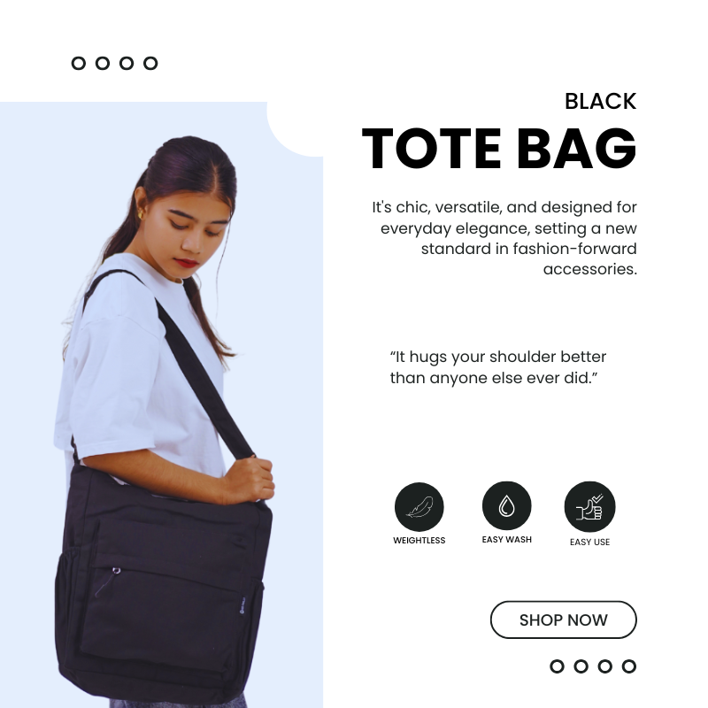 CHARCOAL BLACK TOTE BAG