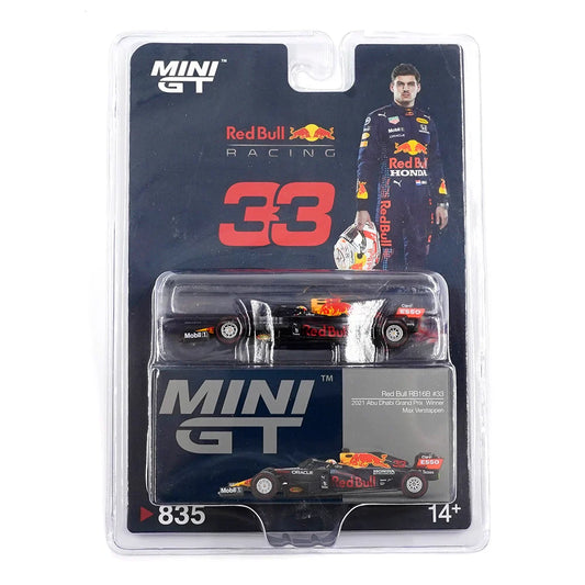 Mini GT Code 835 Red Bull RB16B #33 Max Verstappen 2021 Abu Dhabi Grand Prix Winner