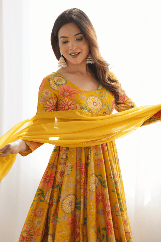 Floral Embroidered  Sharara Suit