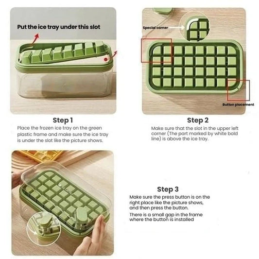 ChillMate– 2-Layer Ice Cube Tray with Scoop | Easy Demolding | 64 Cubes in One Go