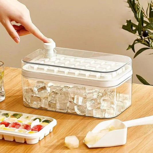 ChillMate– 2-Layer Ice Cube Tray with Scoop | Easy Demolding | 64 Cubes in One Go