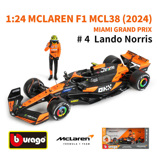 1:24 McLaren 2024 MCL38  Lando Norris #4 Figure – Miami GP