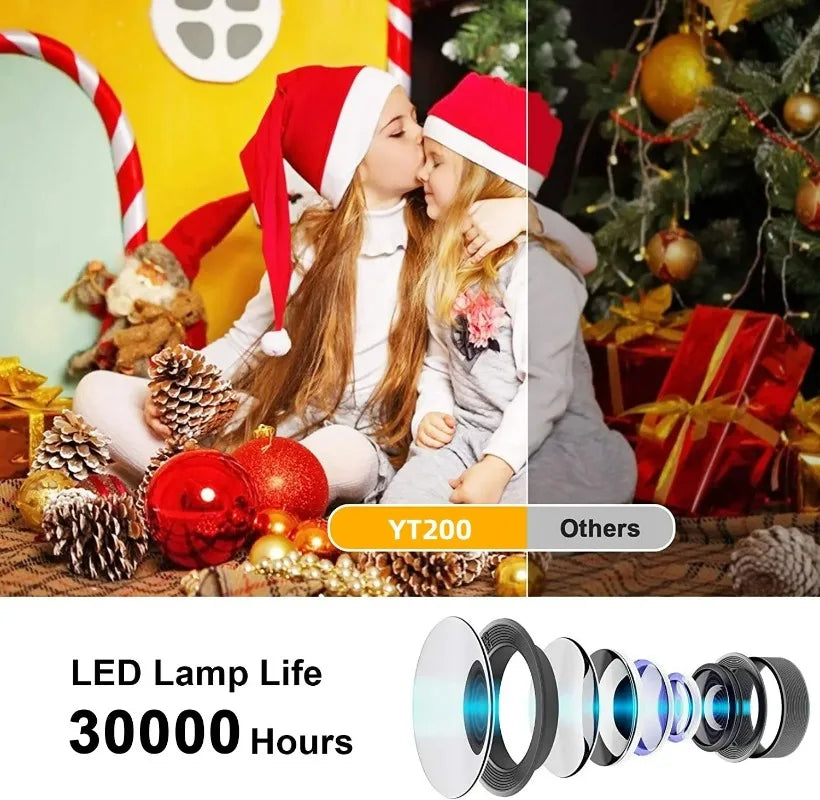 YT200 Smart Projector Auto Focus Android LED HD Projector Supports Decoding 1080P Videos Home Cinema Outdoor Portable