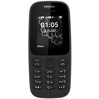 Nokia 105 DS (Dual SIM, 1.7 inches Display, Black)