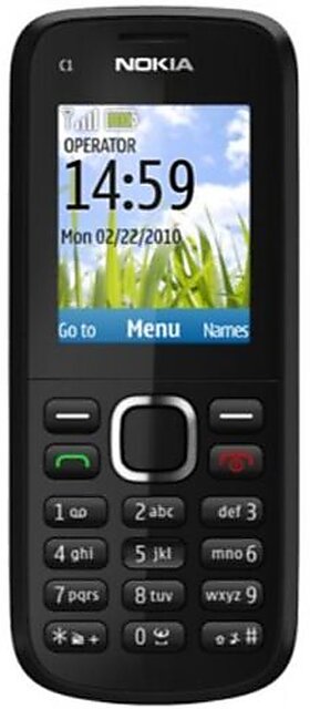 Nokia C1-02 (Single SIM, 1.8 Inch Display, Black)