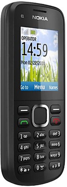 Nokia C1-02 (Single SIM, 1.8 Inch Display, Black)