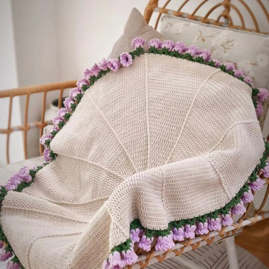 Crotchet Flower Bouquet Blanket HandKnitted